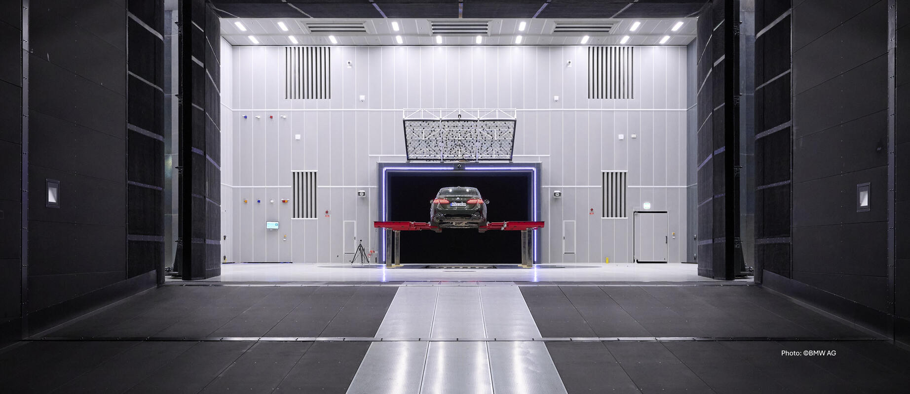 Car in an acoustic chamber