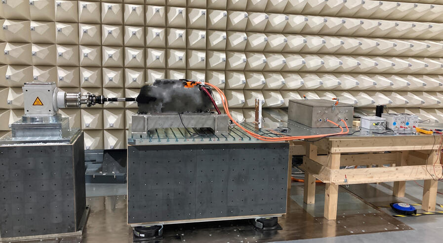 EMC electric motor test bench with motor