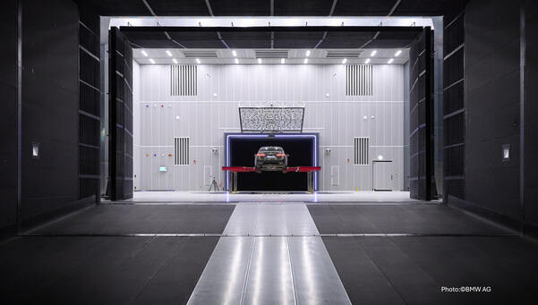 Car in an acoustic chamber