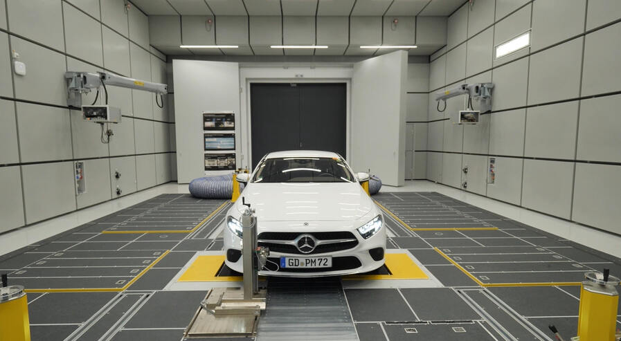 Vehicle in the acoustic test room