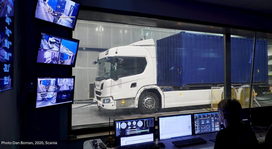 Truck test in the control room