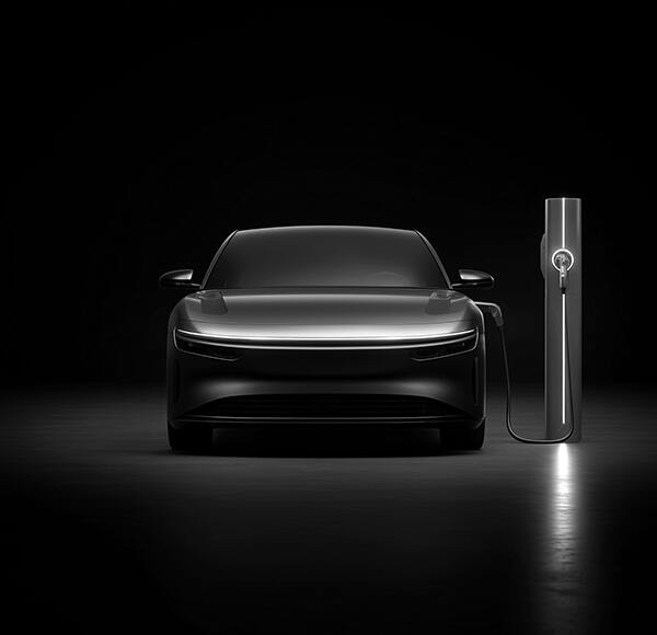 Electric vehicle at a fast-charging station