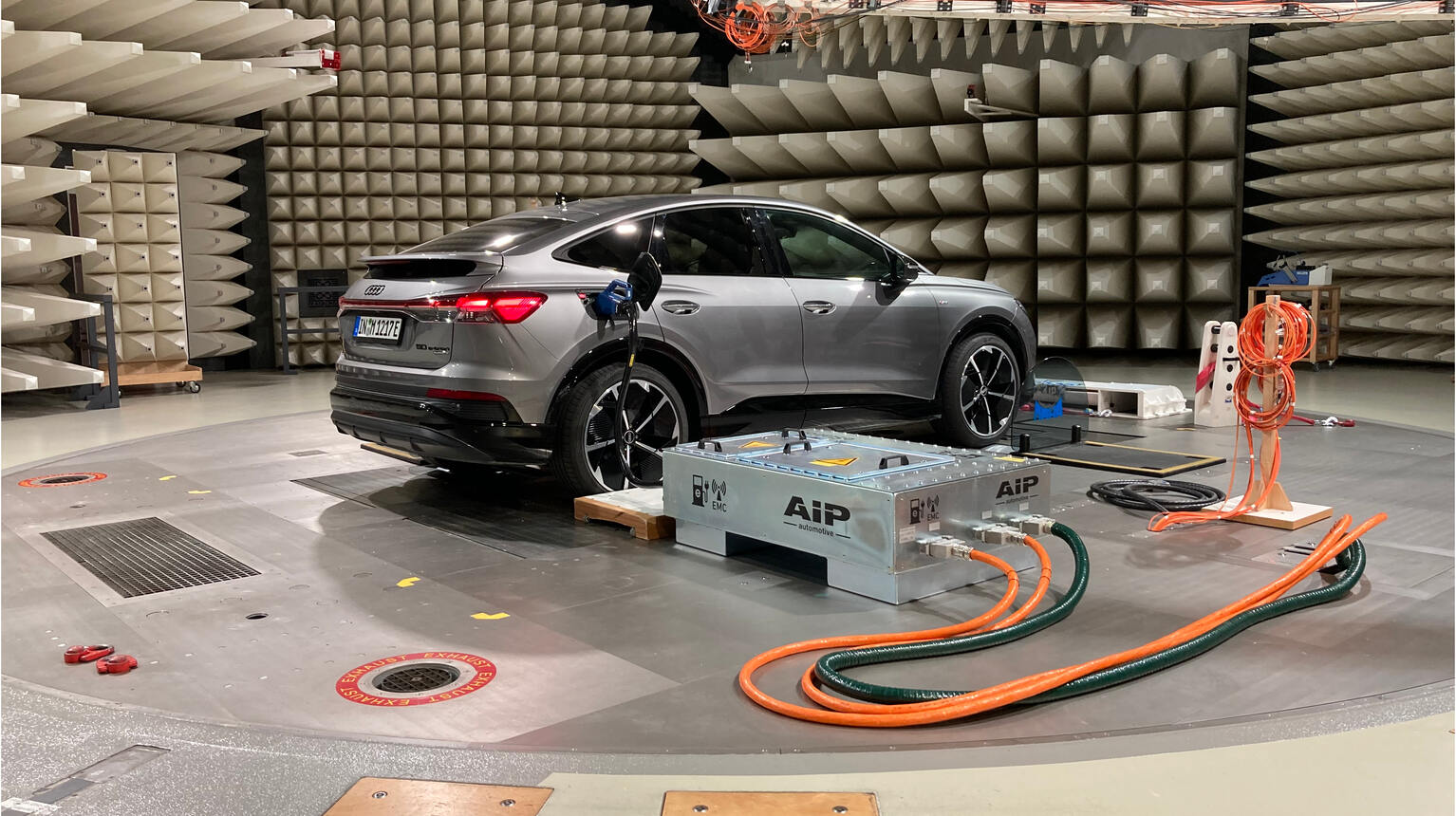 Electric car in the EMC test lab